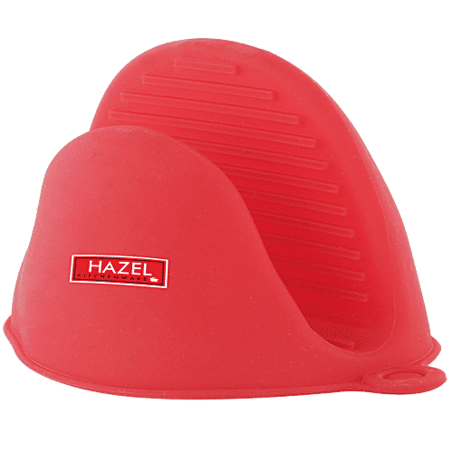 Hazel Silicone Pinch Grip Mitts- For Oven Use, Heat Resistant Kitchen Pot Holder, Red, 2 pcs  