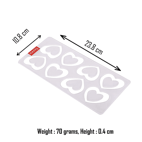 Hazel Silicone Cake Decoration Mould -  Heart Shape, 8 Cavities, Microwave Safe, Baking Tool, White, 1 pc  