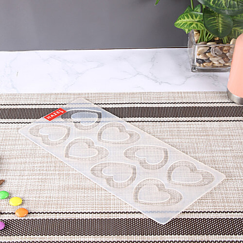 Hazel Silicone Cake Decoration Mould -  Heart Shape, 8 Cavities, Microwave Safe, Baking Tool, White, 1 pc  