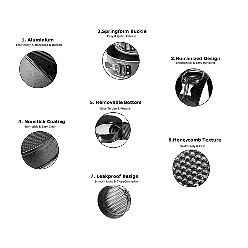 Hazel Aluminium Cake Mould - Round, Teflon Non-Stick Coated, Removable Base, Springform Cake Tin, 20 cm, 1 pc  