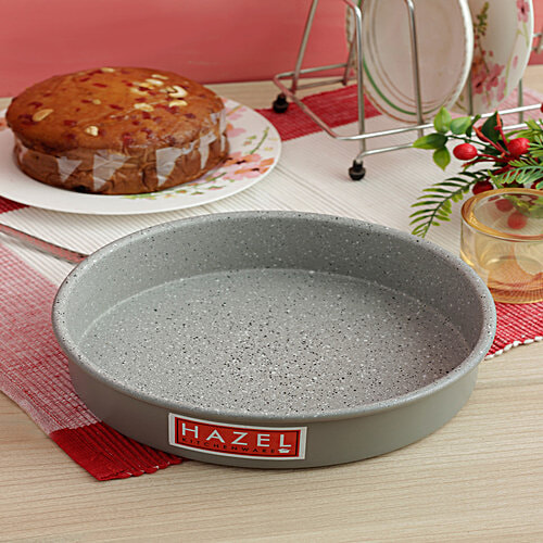 Buy HAZEL Cake Mould Heavy Gauge, Round Shaped, Baking Tin For Microwave, OTG, Grey Online at