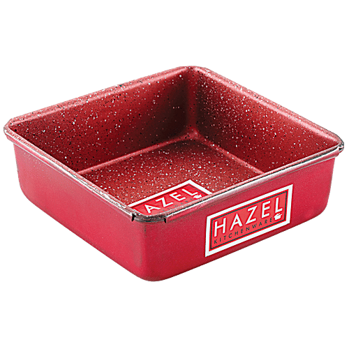 Buy HAZEL Cake Mould Heavy Gauge, Square Shaped, Baking Tin For Microwave, OTG, Red Online at