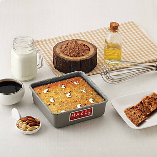 Buy HAZEL Cake Mould/ Baking Tin Heavy Gauge, Square, For Microwave Oven, OTG, Grey Online at