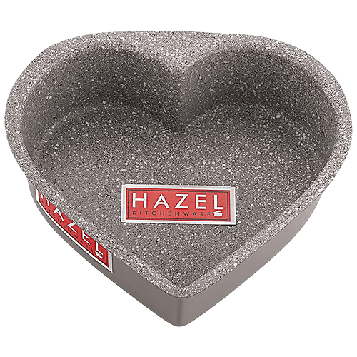 Hazel Cake Mould - Non Stick, Heavy Gauge,  Heart Shaped, For Microwave, OTG, Grey, 500 g (1 pc) 