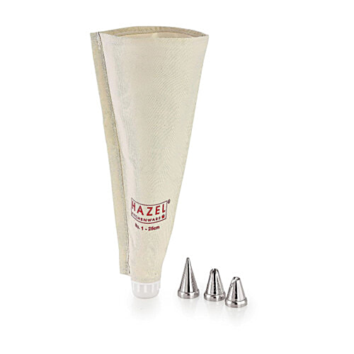 Hazel Piping Bags With Nozzles Set - Reusable, For Cake,Muffins Decoration, Small, White, 4 pcs  