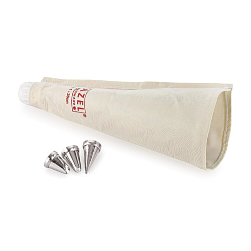 Hazel Piping Bags With Nozzles Set - Reusable, For Cake,Muffins Decoration, Small, White, 4 pcs  