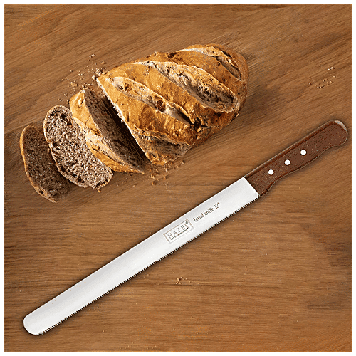 Hazel Bread Knife - Narrow Teeth, Wooden Handle, 30 cm, 1 pc  