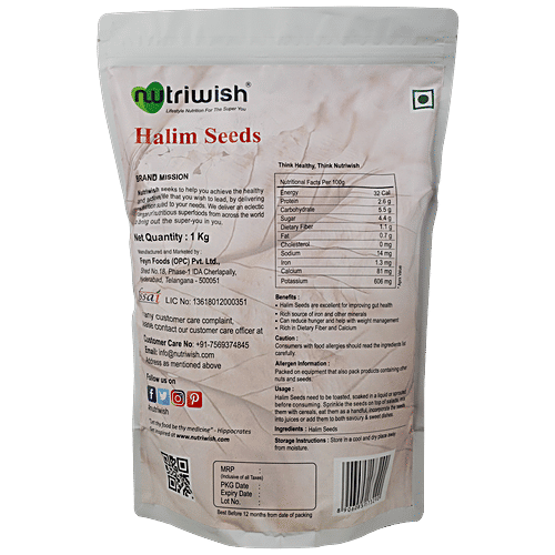 Nutriwish Halim Seeds - Rich Source Of Iron, 1 kg  