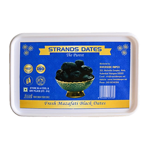 Strands Fresh Muzafati Black Dates - Premium Quality, Natural Sweetener, 500 g