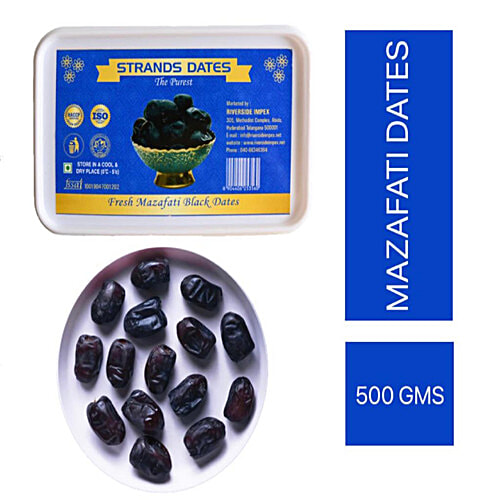 Strands Fresh Muzafati Black Dates - Premium Quality, Natural Sweetener, 500 g