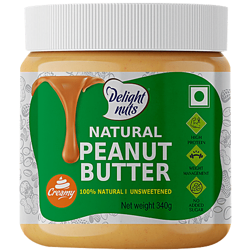 Buy Delight Nuts Natural Peanut Butter Unsweetened, High In Protein