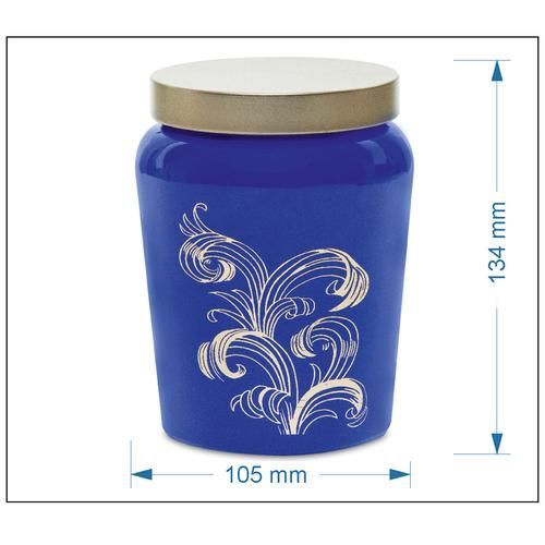 Yera Storage Jar - With Metallic Lid, Golden Foil Printed, For Multipurpose Use, Purple, 750 ml (Set of 2) 