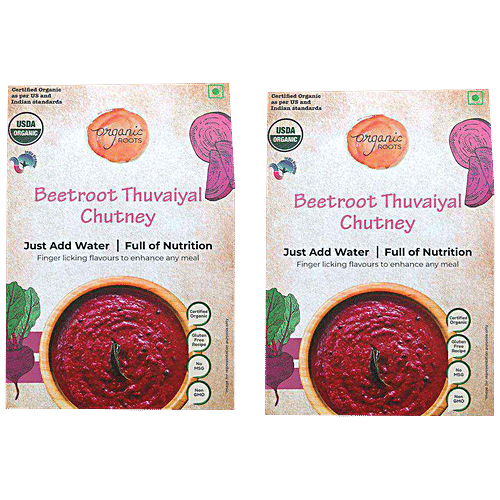 Organic Roots Beetroot Thuvaiyal Instant Chutney Mix - Rich In Nutrition, No MSG, 30 g (Pack of 2) 