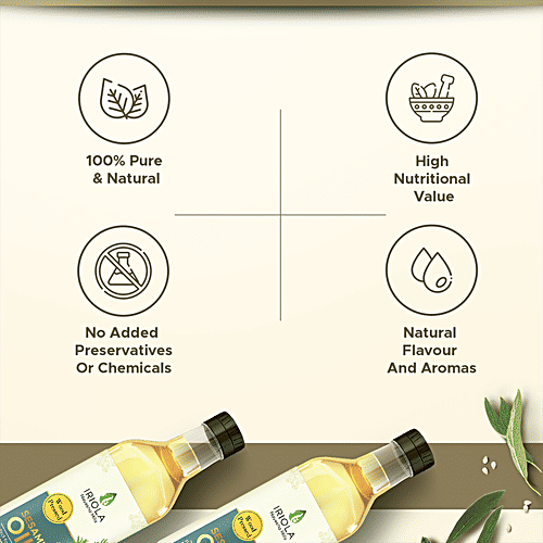 Iriola Nayesha Mills Sesame Oil - Wood Pressed, For Dressing, Cooking, Frying, 500 ml  