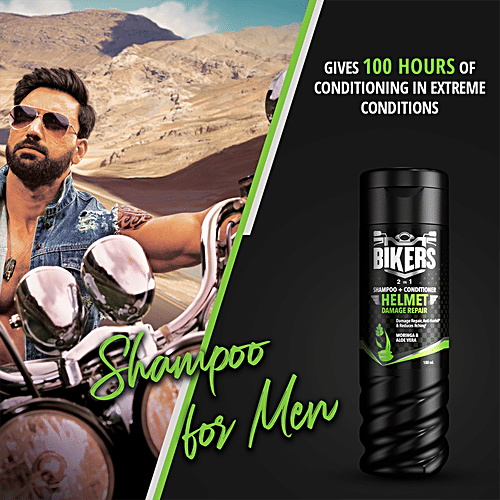Biker's Helmet Damage Repair 2-In-1 Shampoo + Conditioner - Anti-Hairfall, Reduces Itching & Odour, For Men, 180 ml