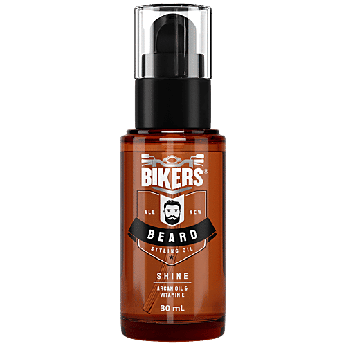 Biker's All New Beard Styling Oil - Shiny Look, With Argan Oil & Vitamin E, For Soft, Smooth & Shiny Looking Beard, 30 ml  