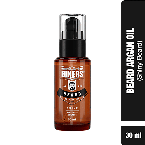 Biker's All New Beard Styling Oil - Shiny Look, With Argan Oil & Vitamin E, For Soft, Smooth & Shiny Looking Beard, 30 ml  