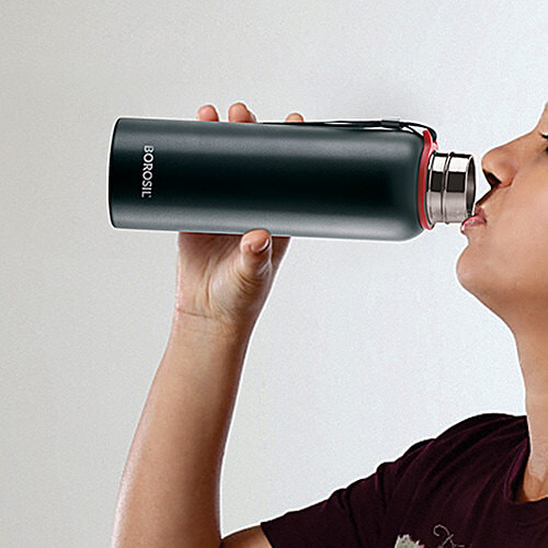 Borosil Hydra Trek Hot & Cold Stainless Steel Flask/Bottle - Vacuum Insulated, Black, 500 ml (1 pc) 