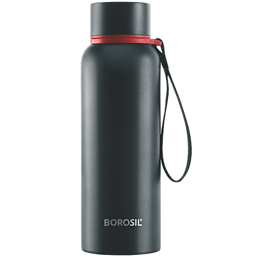 Borosil Hydra Trek Hot & Cold Stainless Steel Flask/Bottle - Vacuum Insulated, Black, 500 ml (1 pc) 