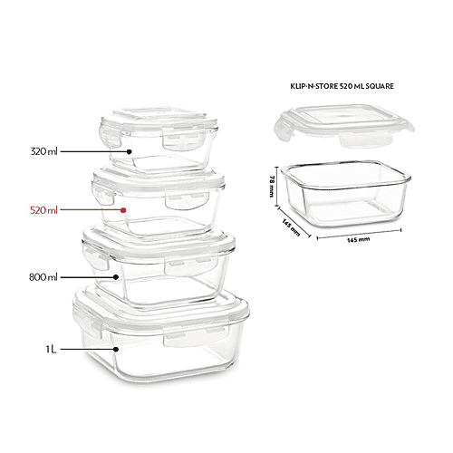 Buy Borosil Klip N Store Glass Storage Container With Airtight Lid