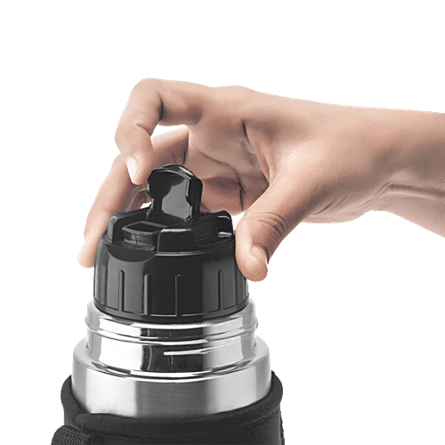 Borosil Hot & Cold Thermosteel Flask - With Thermal Cover, Silver, 1 L (1 pc)