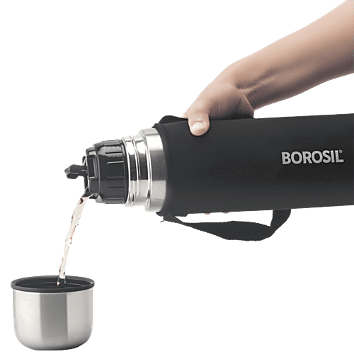 Borosil Hot & Cold Thermosteel Flask - With Thermal Cover, Silver, 1 L (1 pc)