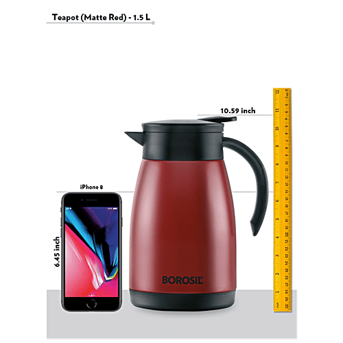 Buy Borosil Hot & Cold Stainless Steel Tea Pot Rustproof, Red Online