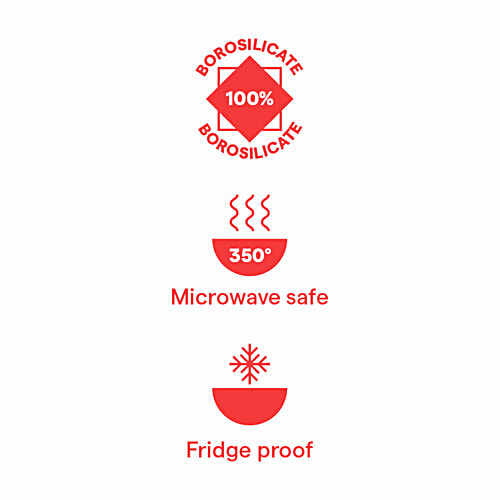 Borosil Vision Tea-N-Coffee Mug Set - Glass, Pink Handle, Microwave Safe, 190 ml ( Set of 6)