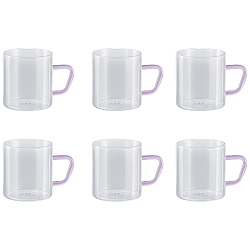 Buy Borosil Vision TeaNCoffee Mug Set Glass, Pink Handle, Microwave