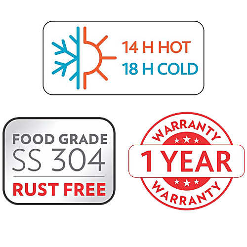 Borosil Gosports Hot & Cold Stainless Steel Flask/Bottle - Rustproof, Black, 600 ml (1 pc) 