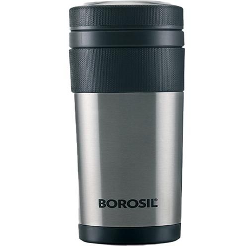 Borosil Tea & Coffee Travel Mug, Stainless Steel, Vacuum Insulated, Hydra Travelmate, 350 ml (1 pc) 