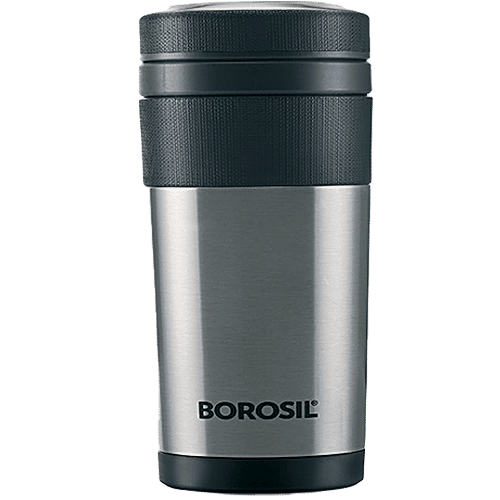 Borosil Tea & Coffee Travel Mug, Stainless Steel, Vacuum Insulated, Hydra Travelmate, 350 ml (1 pc)