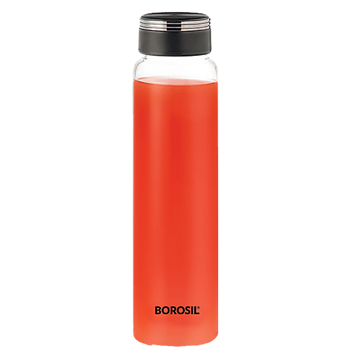 Borosil Crysto Deco icate Glass Water Bottle with Black Lid, 1 pc  
