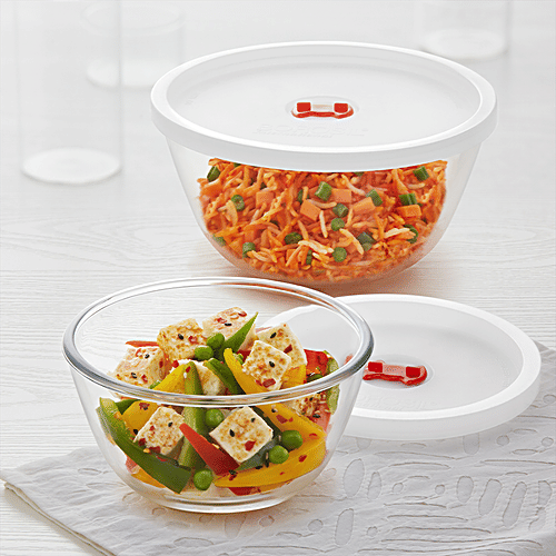 Buy Borosil Glass Mixing & Serving Bowls With Lids, Oven & Microwave