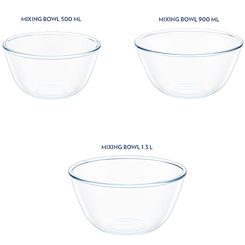 Buy Borosil Microwave Safe Basics Glass Solid Mixing Bowls With Lid