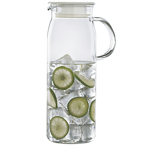 Borosil Glass Jug With Plastic Handle - Clear, 1 L (1 pc)