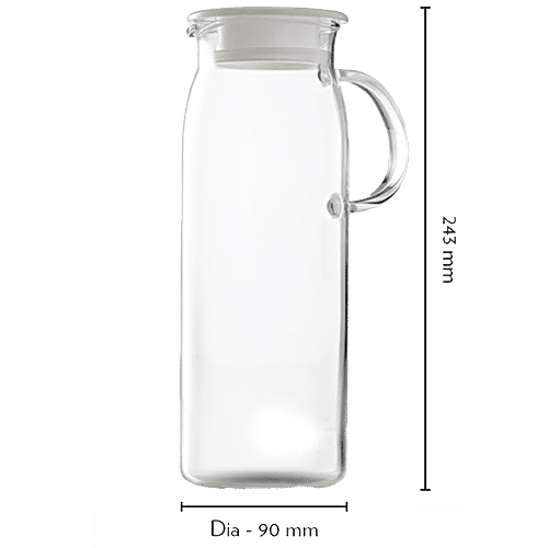 Borosil Glass Jug With Plastic Handle - Clear, 1 L (1 pc)