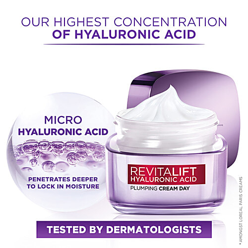 L'Oreal Paris Revitalift Hyaluronic Acid - Plumping Day Cream, For Hydrated, Smooth & Radiant Skin, 50 ml Jar 