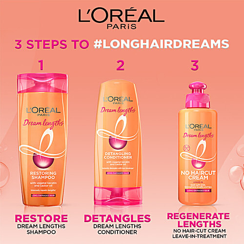 L'Oreal Paris Dream Lengths No Haircut Cream - Leave In, Seals Split Ends & Tips, Paraben Free, 50 ml  