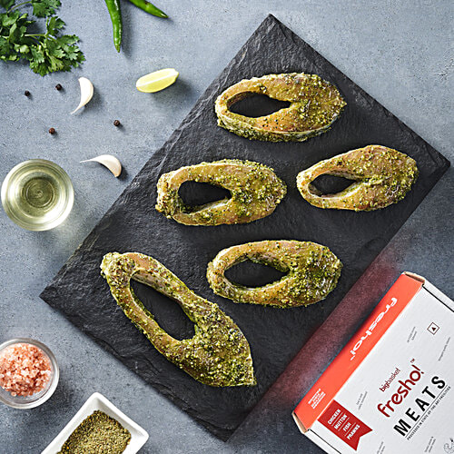 fresho! Classic Hariyali Rohu Fish Steak, 200 g (3-4 pcs)