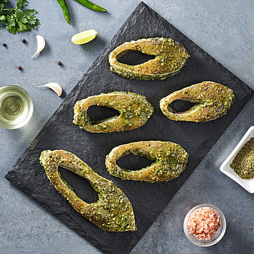 fresho! Classic Hariyali Rohu Fish Steak, 200 g (3-4 pcs)