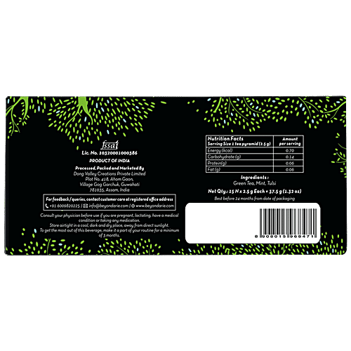 Beyondarie Wild Green Tea With Tulsi & Mint - Helps In De-Stressing, Antioxidant Rich, 2.5 g (15 Tea Bags x 2.5 g Each) 