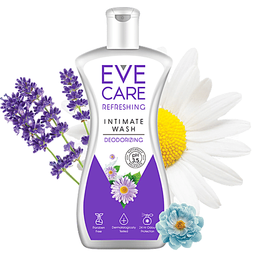 EveCare Refreshing Intimate Wash For Women - Cleansing & Deodorizing, Prevents Odour, 90 ml  