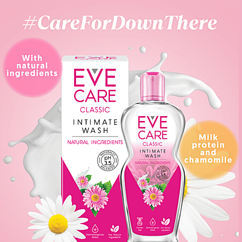 EveCare Classic Intimate Wash For Women - Naturally pH Balanced, Paraben Free, 90 ml