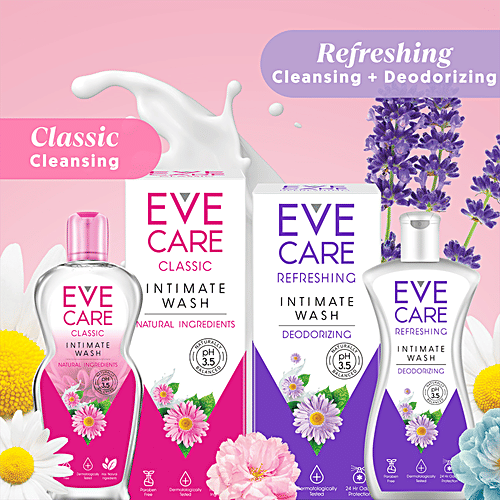 EveCare Classic Intimate Wash For Women - Naturally pH Balanced, Paraben Free, 90 ml