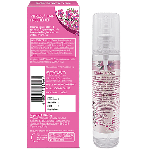 Vitress Hair Freshener - Floral Bloom, Eliminates Odour, Makes Texture Smooth & Shiny, 100 ml
