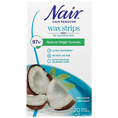 Buy Nair Hair Remover Wax Strips With Coconut Milk Extract, For Sensitive Skin Online at Best
