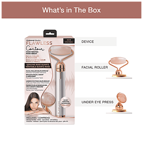 Flawless Contour Micro Vibrating Facial Jade Roller & Massager - Reduce Puffiness & Dark Circles, 1 pc
