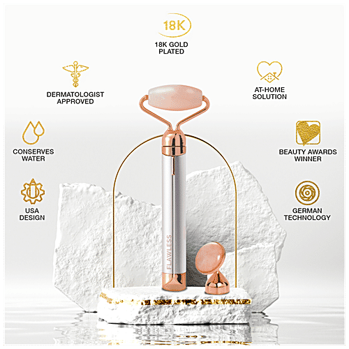 Flawless Contour Micro Vibrating Facial Jade Roller & Massager - Reduce Puffiness & Dark Circles, 1 pc