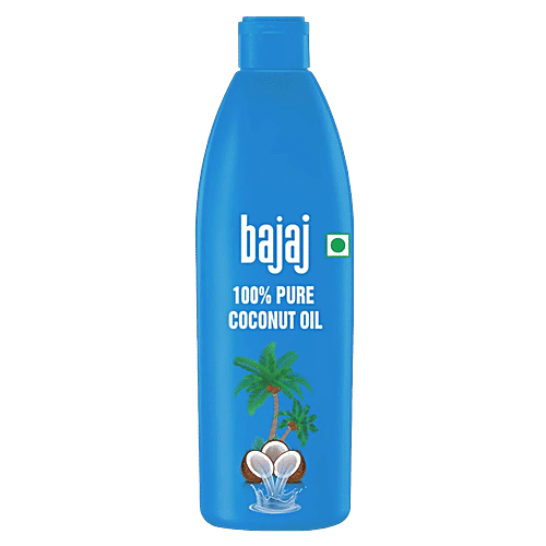Bajaj 100% Pure Coconut Oil - Edible Grade, Fresh Aroma, No Preservatives, 600 ml Bottle 